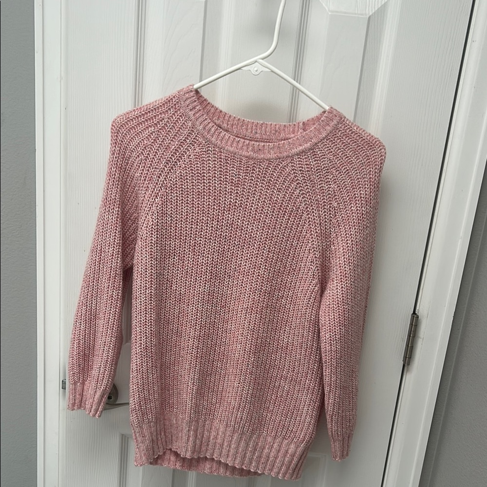 Lucky Brand Pink Crew Neck Top with Ribbed Knit Texture